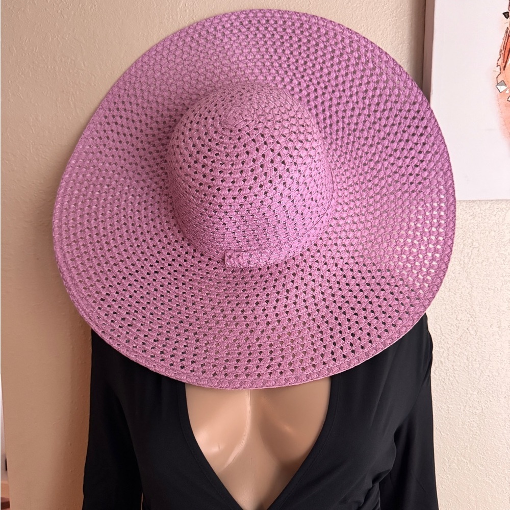 Elegant Pink Sun straw Hat - Picture 2 of 4